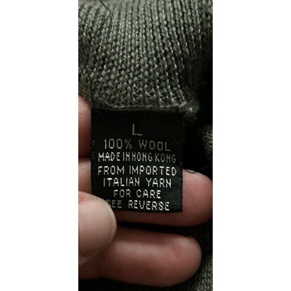 Metropolitan View Sweater Green Knit Italian Wool High Neck Pullover Size Large - Picture 7 of 9